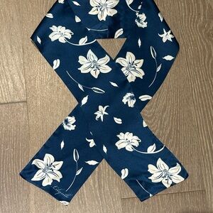 NWOT - Lillysilk Navy Blue Floral Silk Scarf